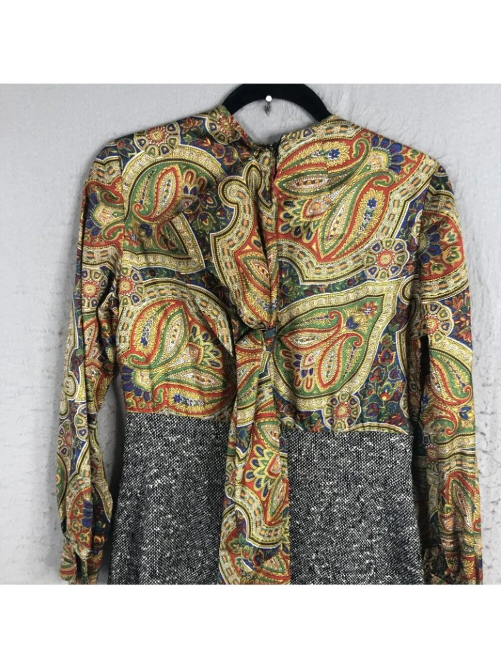 Old Money Dress Womens 11 Gray Tweed Paisley Long Sleeve Coat Set 70s Statement